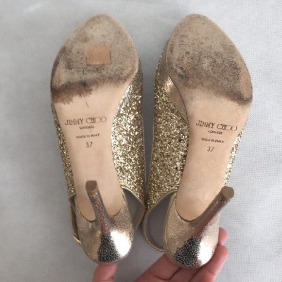 Jimmy Choo - Glitter Platform Peep-Toe Pumps US 7 | IT 37 - Picture 6 of 6